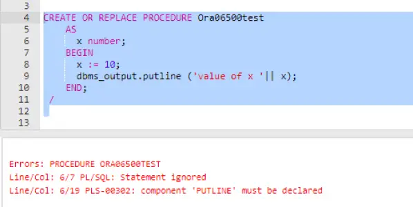 image 2 ORA-06550 PL SQL Error in Oracle 2