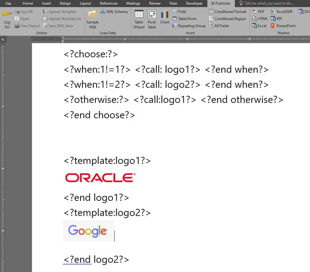 image Dynamic Conditional Logos in BI Publisher RTF 1