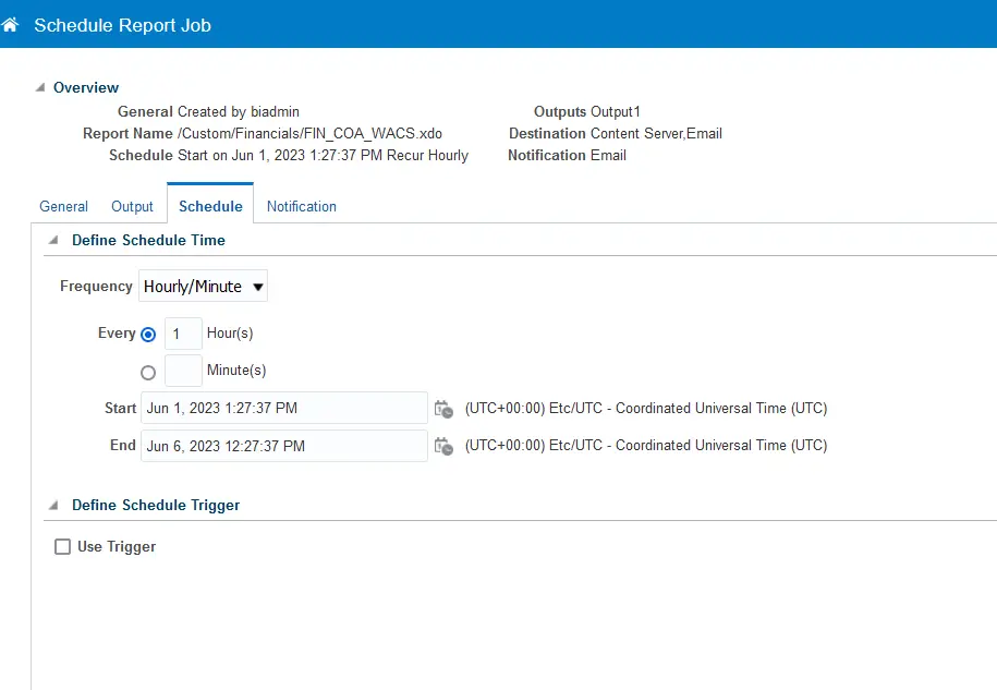 Schedule Report in oracle fusion