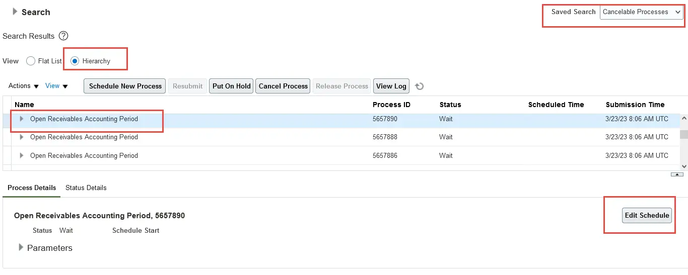 modify a Scheduled ESS job in oracle fusion